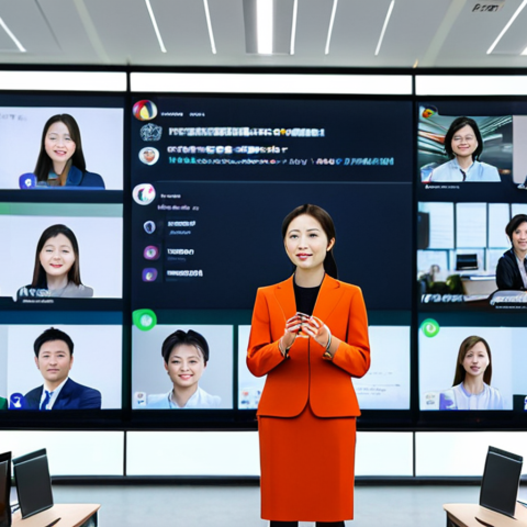 **
A professional businesswoman in a modest business suit, presenting a marketing strategy presentation on a large screen in a modern office. The screen displays diverse social media icons (WeChat, Weibo, Douyin, Xiaohongshu), each representing a tailored content strategy. Fully clothed, appropriate attire, safe for work, perfect anatomy, natural proportions, professional photography, high quality.
**