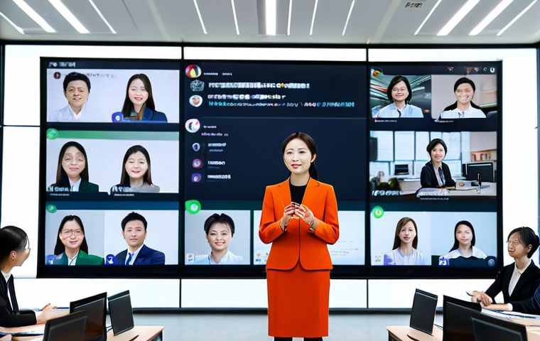**

A professional businesswoman in a modest business suit, presenting a marketing strategy presentation on a large screen in a modern office. The screen displays diverse social media icons (WeChat, Weibo, Douyin, Xiaohongshu), each representing a tailored content strategy.  Fully clothed, appropriate attire, safe for work, perfect anatomy, natural proportions, professional photography, high quality.

**